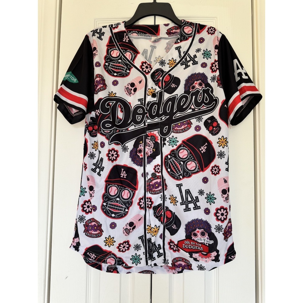 Los Angeles Dodgers Dia De Los Muertos 2023 SGA Sugar Skull Baseball Jersey Sz M
